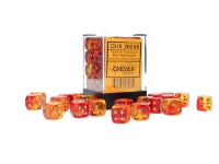 CHESSEX - Gemini Translucent Red-Yellow/gold 12mm d6 Dice Block (36 dice)