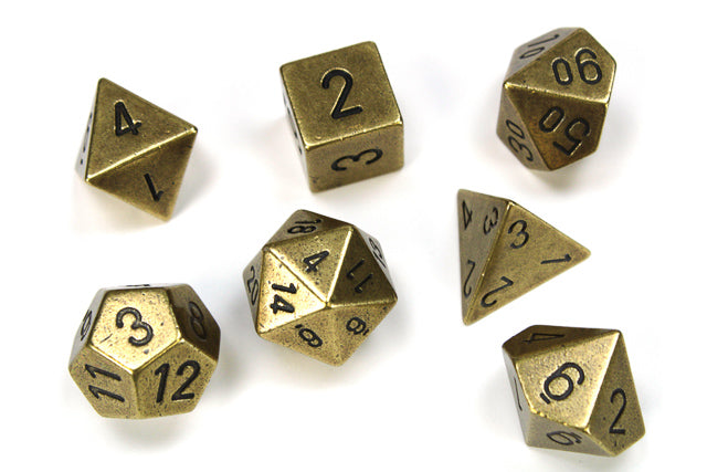 CHESSEX - Metal Polyhedral Old Brass 7-Dice Set