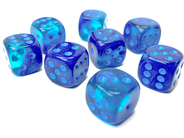 CHESSEX - Gemini Blue-Blue/light blue Luminary 12mm d6 Dice Block (36 dice)