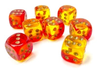 CHESSEX - Gemini Translucent Red-Yellow/gold 12mm d6 Dice Block (36 dice)