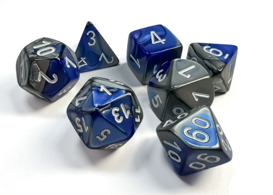 CHESSEX - Gemini Blue-Steel/white Polyhedral 7-Dice Set