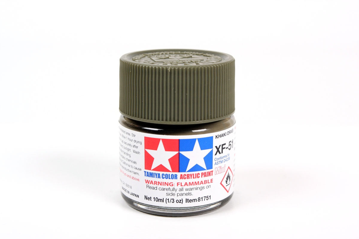 Tamiya - Acrylic Mini XF-51 Khaki Drab Paint, 10ml Bottle