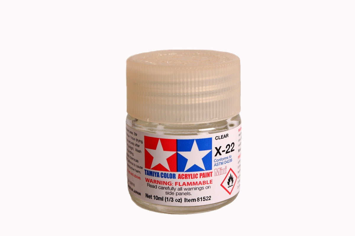 Tamiya - Acrylic Mini X-22 Clear Paint, 10ml Bottle