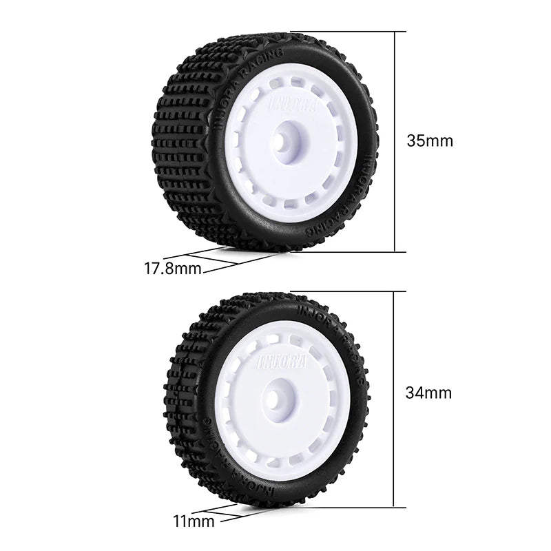 INJORA - Pre-mounted Pin Buggy Tires & Wheels for 1/24 Losi Micro-B (White)