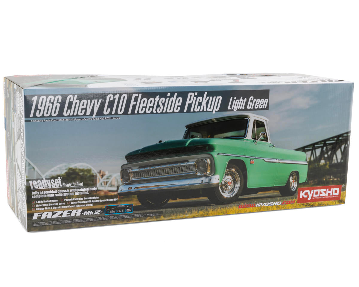 Kyosho - 1:10 Scale Radio Controlled Electric Powered 4WD FAZER Mk2 FZ02L Series readyset 1966 Chevy® C10 Fleetside Pickup Light Green