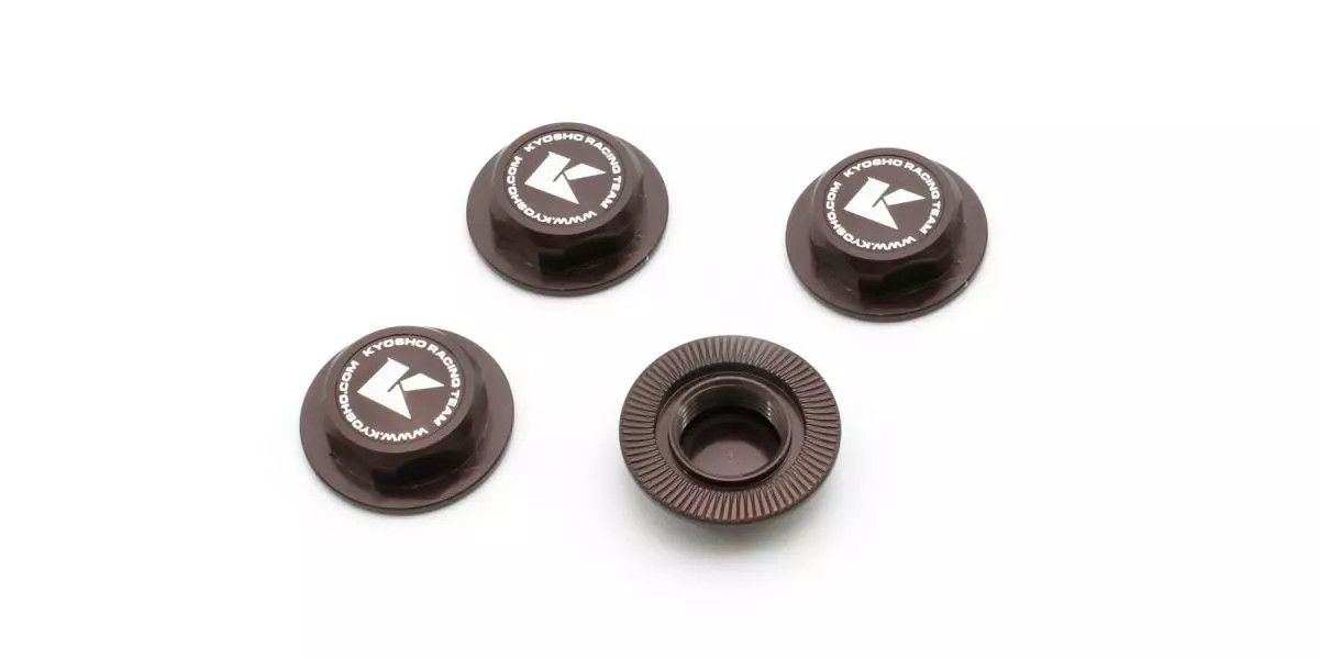 Kyosho - Wheel Nut (Gun Metallic/4pcs/Flange Cap/Serration)