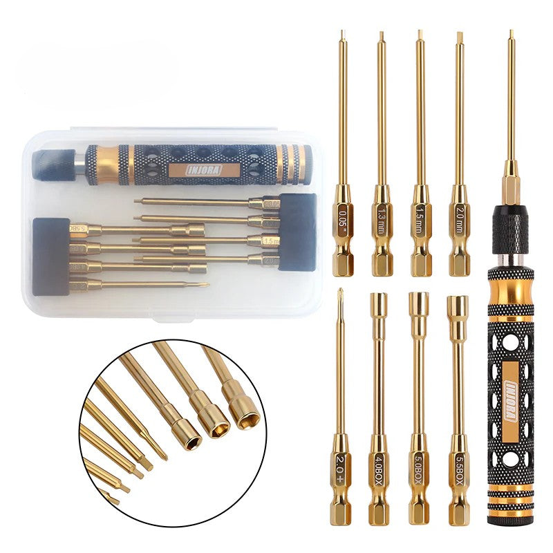 INJORA - 8-in-1 Hex, Phillips Screwdriver, Nut Drivers Quick Change Tool Kit for 1/24 1/18 Mini RC