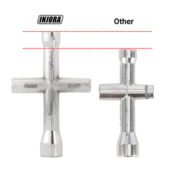 INJORA - 4.0 5.0 5.5 7.0mm Cross Wrench Hex Socket for 1/10 1/18 1/24 RC Crawler