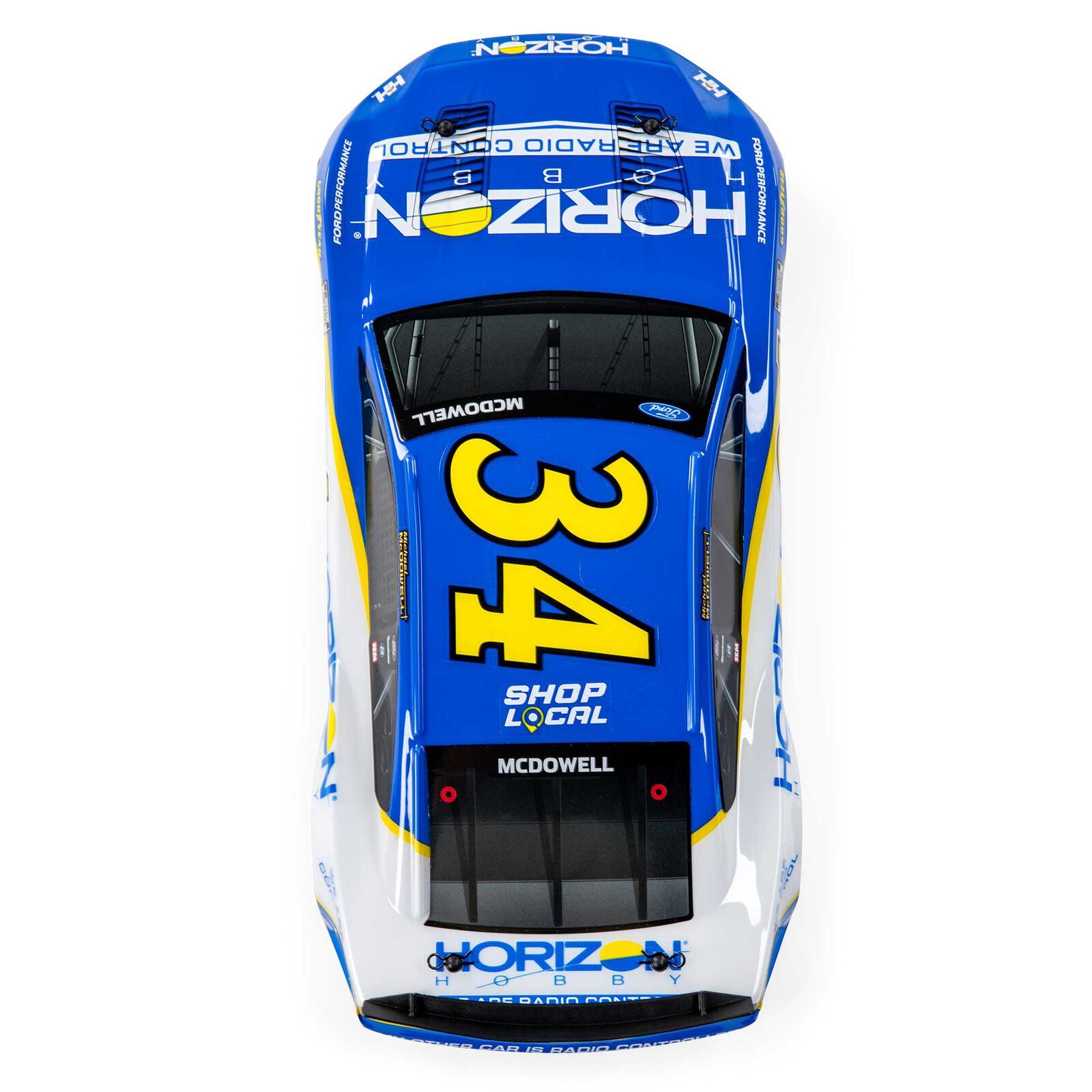 Team Losi - 1/12 NASCAR RC Racecar Michael McDowell No. 34 2024 Horizon Hobby Ford Mustang 2S AWD RTR Brushed On-Road (Battery & Charger Included), Blue