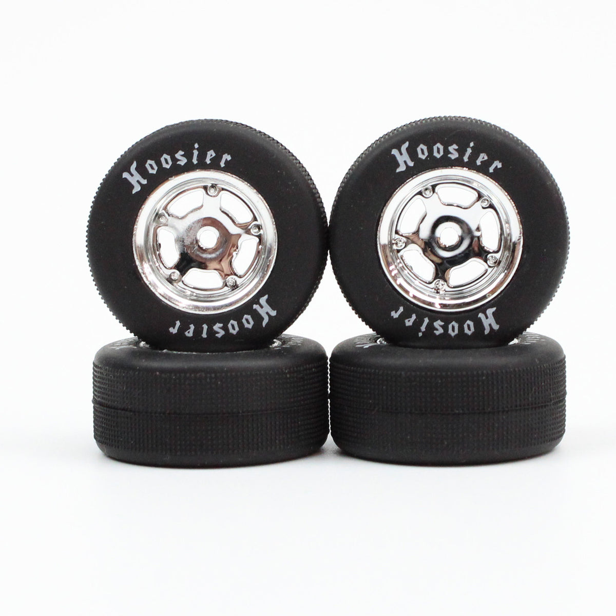 1RC Racing - FR/RR Soft Tires & Chrome Wheels, 1/24 Asphalt Late Model (4)