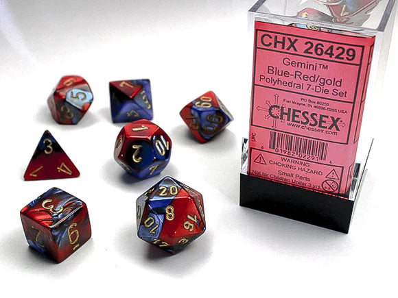 CHESSEX - Gemini Blue-Red/Gold Polyhedral 7 - Dice Set