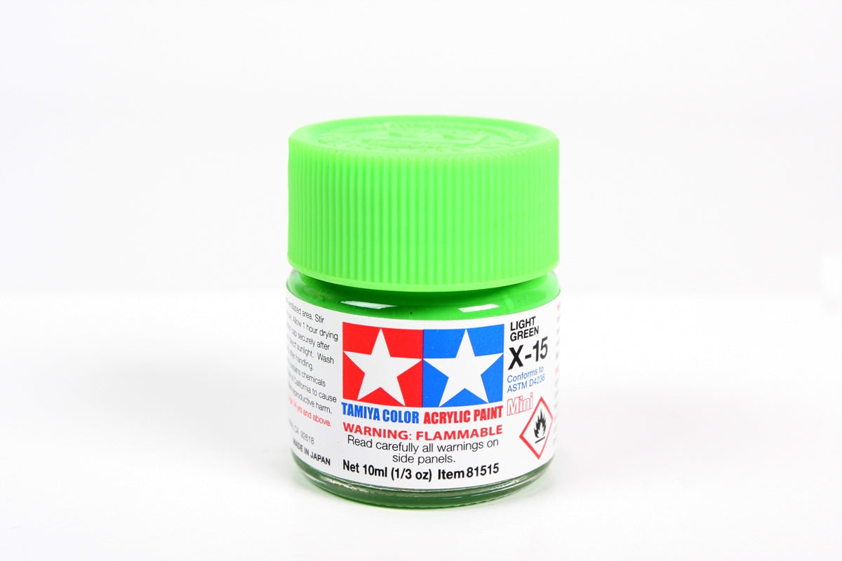 Tamiya - Acrylic Mini X-15 Light Green Paint, 10ml Bottle