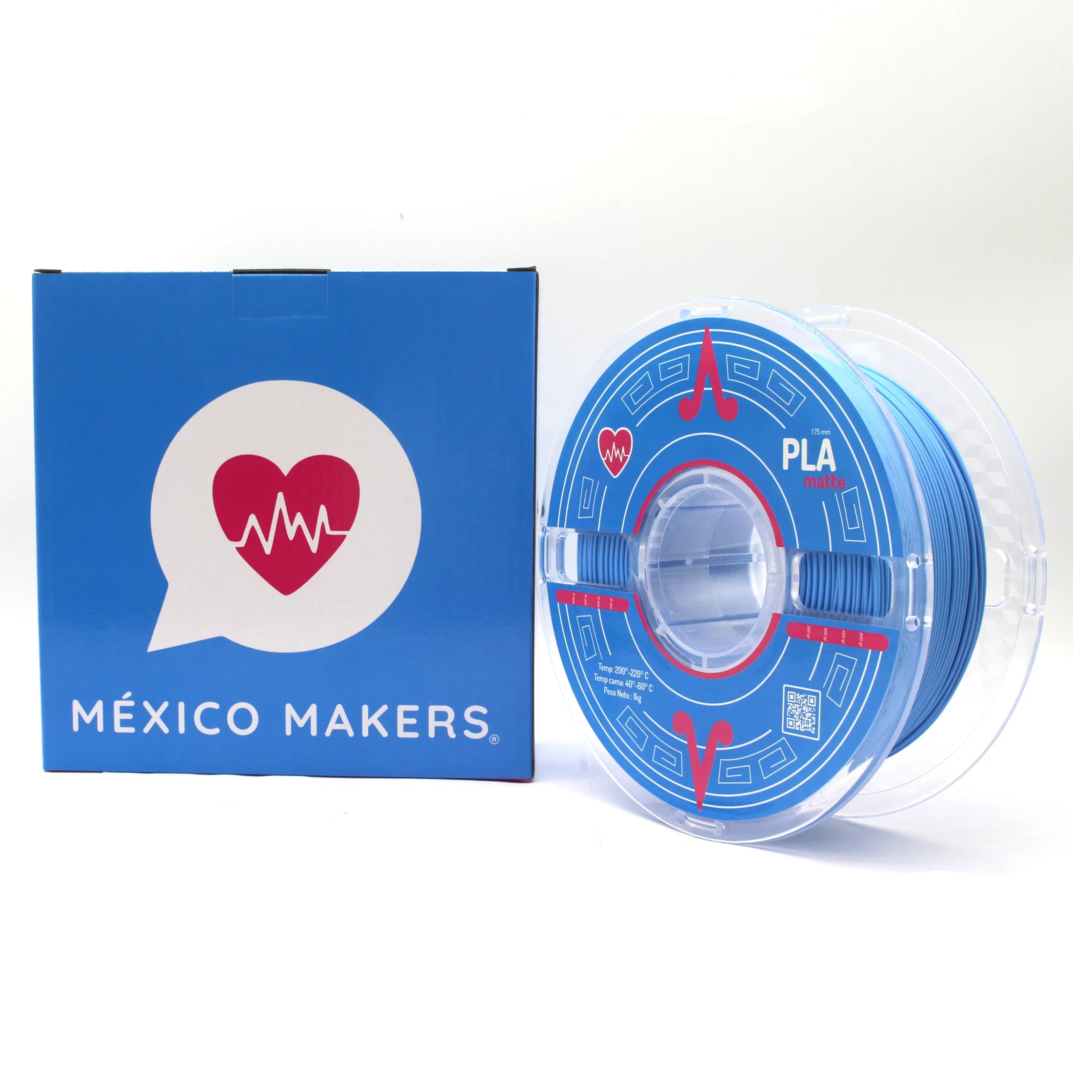 México Makers - Filamento PLA Matte Azul Celeste para Impresora 3D