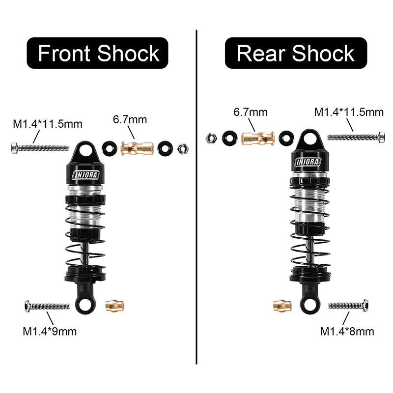 INJORA - 4PCS Aluminum Oil Shocks for Losi Micro-B Micro-T
