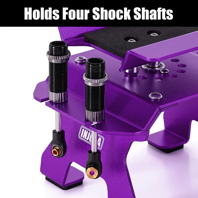 INJORA - Aluminum RC Car Stand with Shock Holder for 1/24 1/18 RC Crawler (PURPLE)