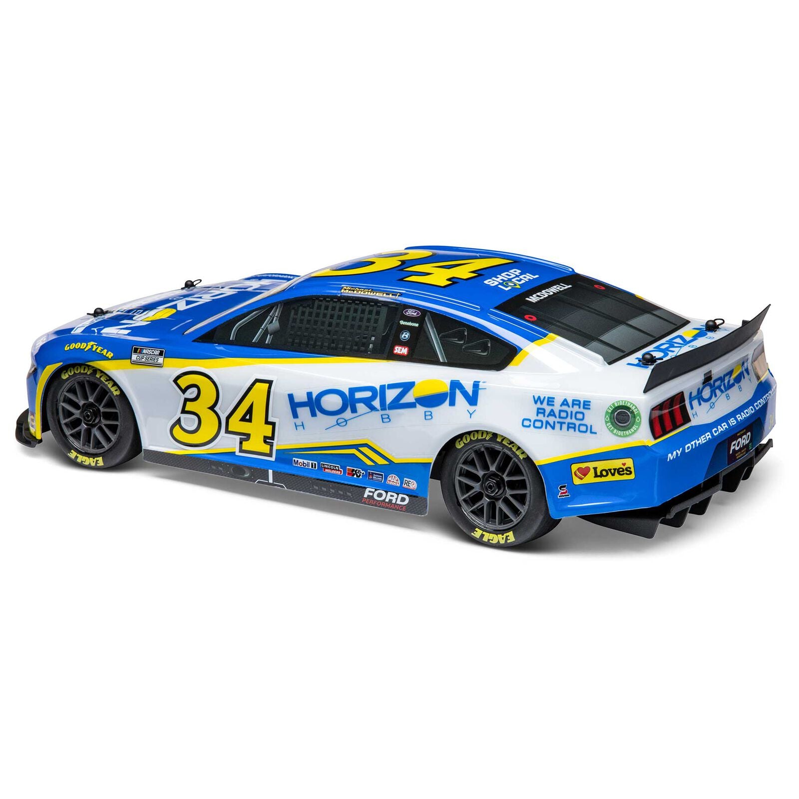 Team Losi - 1/12 NASCAR RC Racecar Michael McDowell No. 34 2024 Horizon Hobby Ford Mustang 2S AWD RTR Brushed On-Road (Battery & Charger Included), Blue