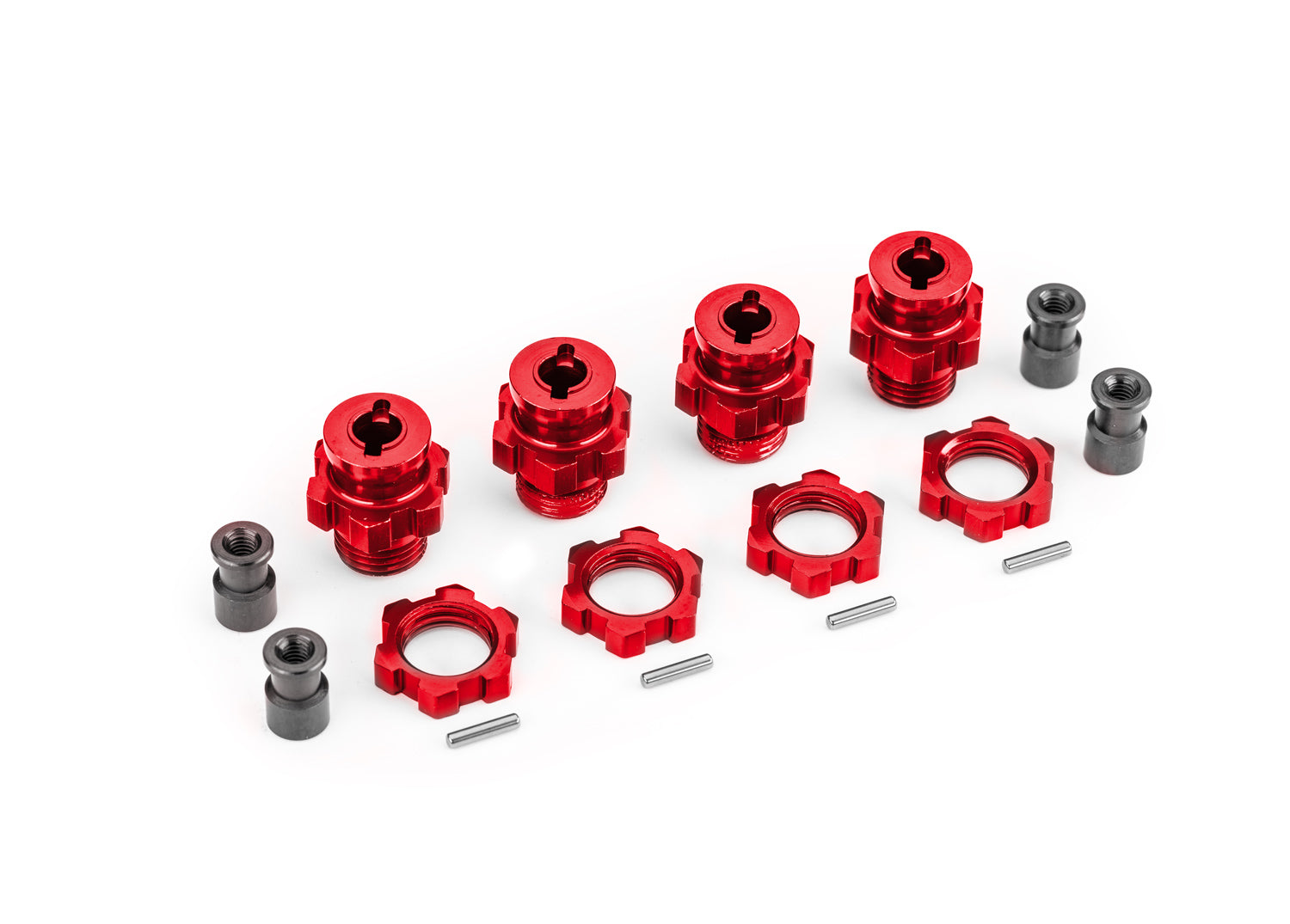 Traxxas - 17 mm Red Aluminum Splined Hubs w/ Nuts (4)
