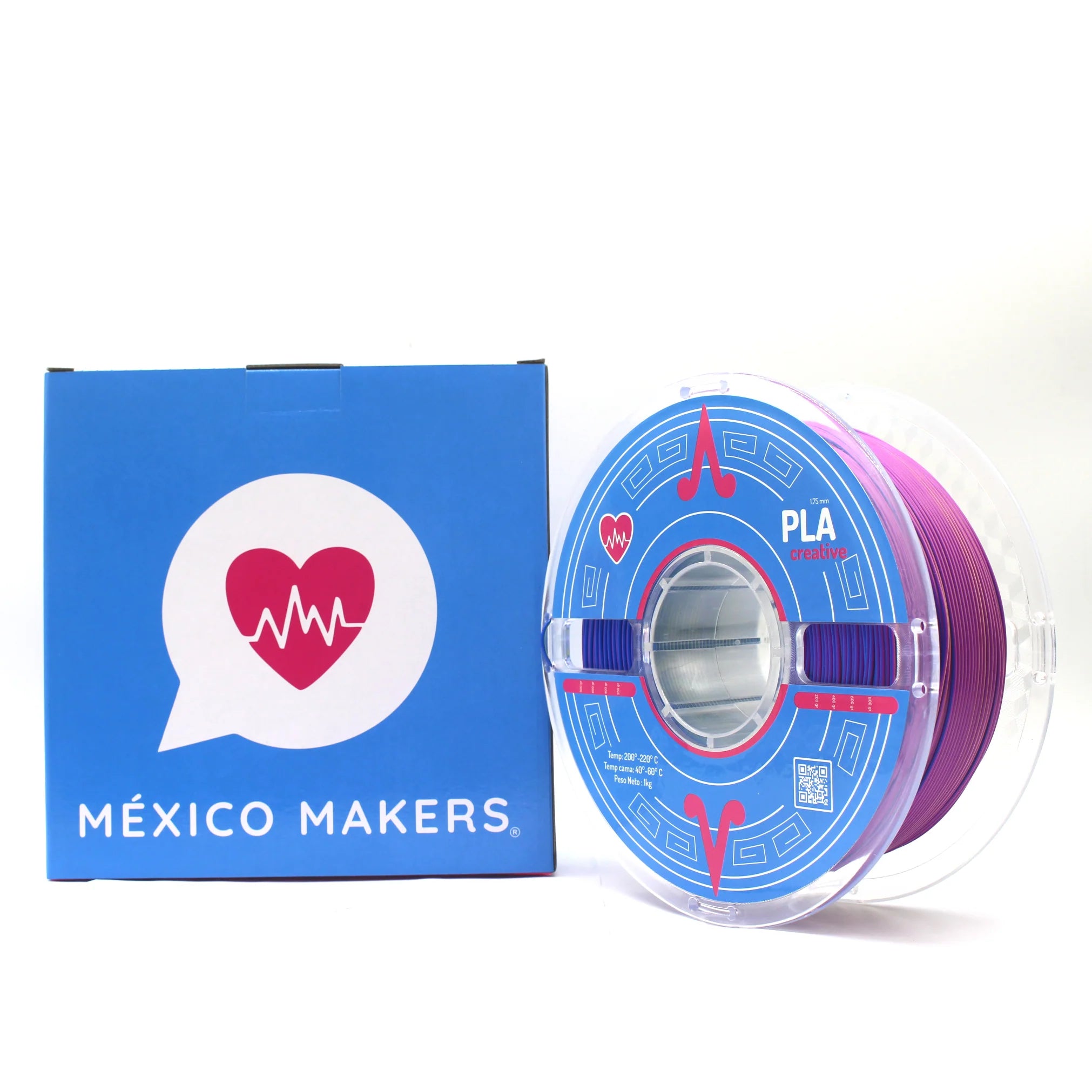México Makers - Filamento PLA Creative Tri Azul+Amarillo+Morado para Impresora 3D