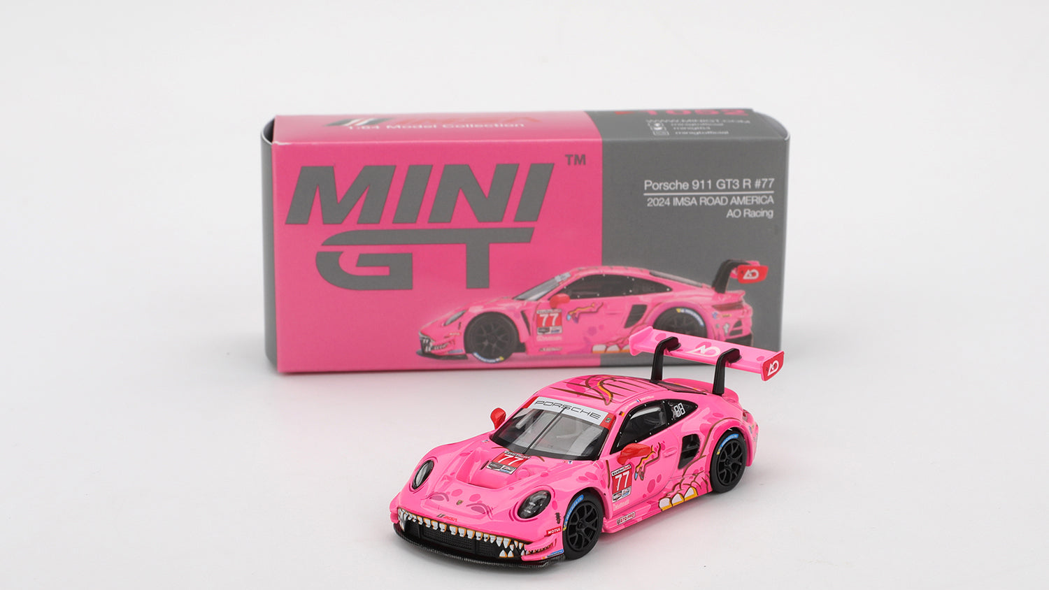 Mini GT - Porsche 911 GT3 R #77 AO Racing 2024 IMSA Road America Roxy 1/64