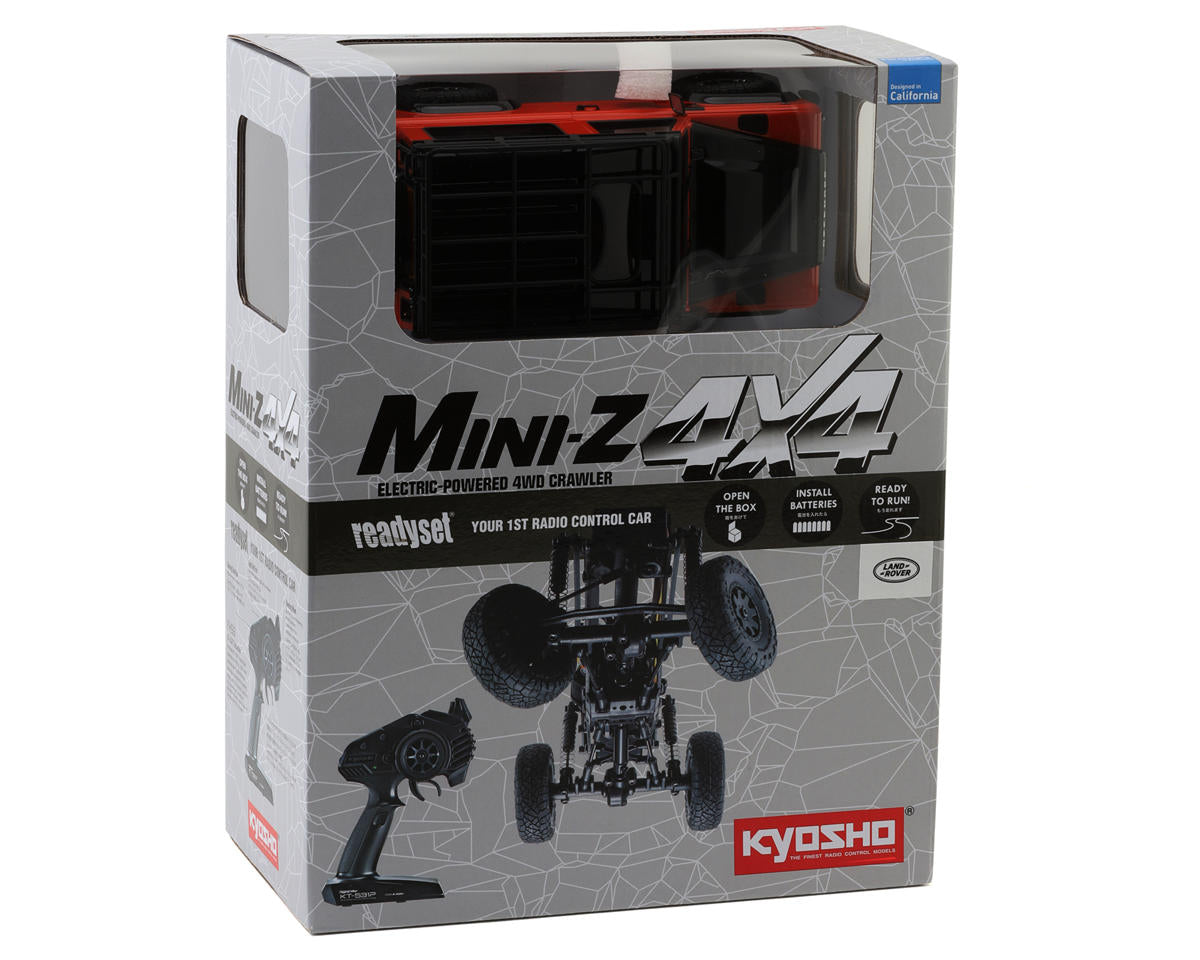 Kyosho -  MINI-Z 4X4 Series Ready Set Land Rover Defender 90 Adventure Phoenix Orange / Santorini Black