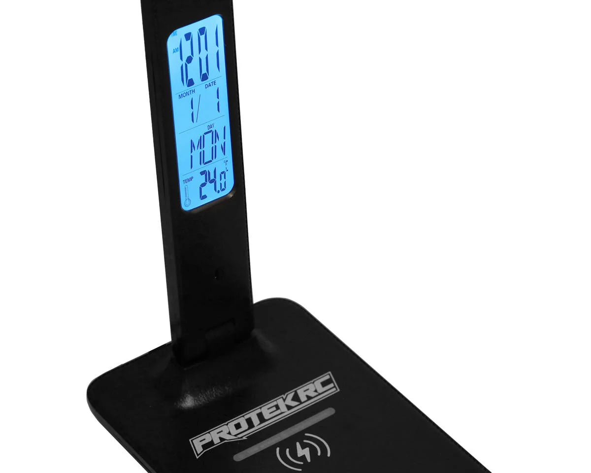 Protek RC - Lampara, Multifunction LED Pit Light (w/Wireless Charge, Clock, Date & Temp)