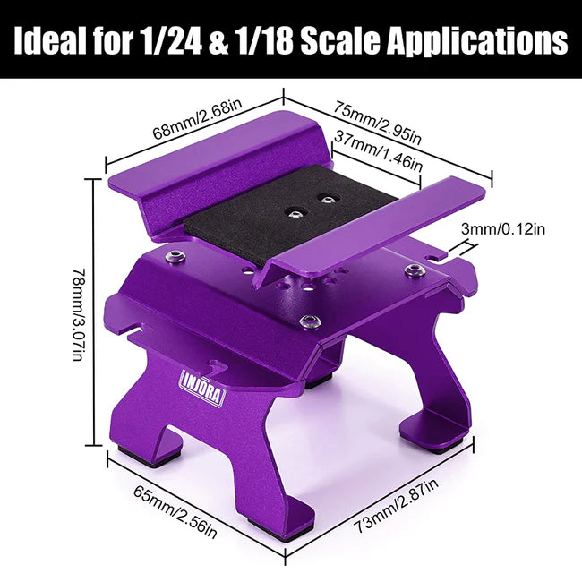 INJORA - Aluminum RC Car Stand with Shock Holder for 1/24 1/18 RC Crawler (PURPLE)