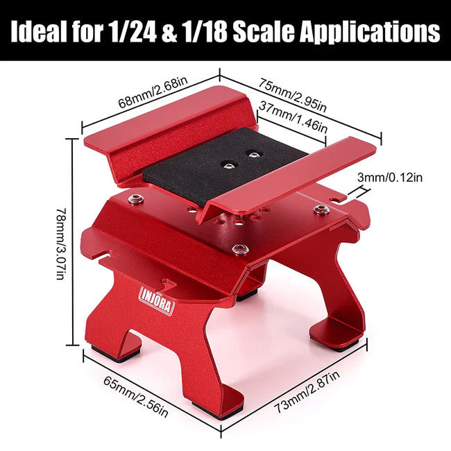 INJORA - Aluminum RC Car Stand with Shock Holder for 1/24 1/18 RC Crawler (RED)