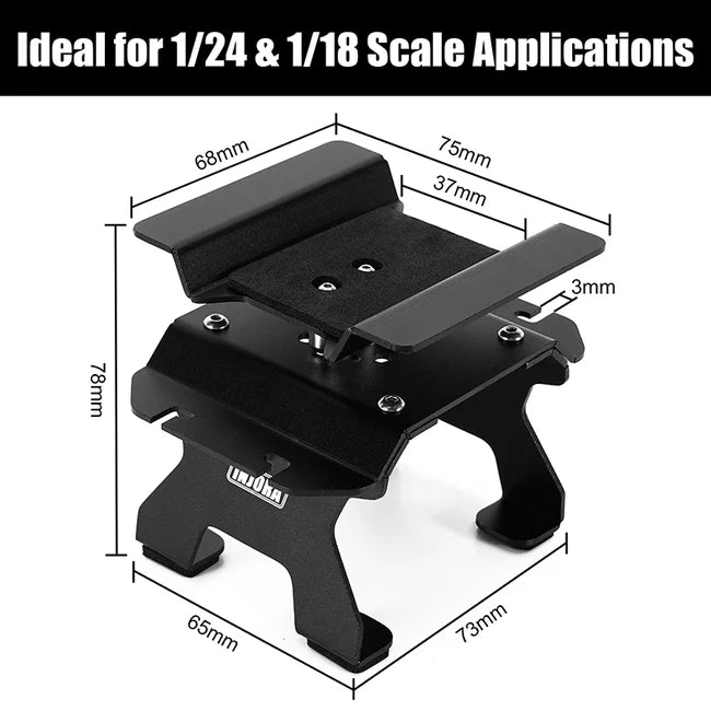 INJORA - Aluminum RC Car Stand with Shock Holder for 1/24 1/18 RC Crawler (BLACK)