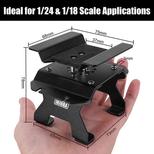 INJORA - Aluminum RC Car Stand with Shock Holder for 1/24 1/18 RC Crawler (BLACK)