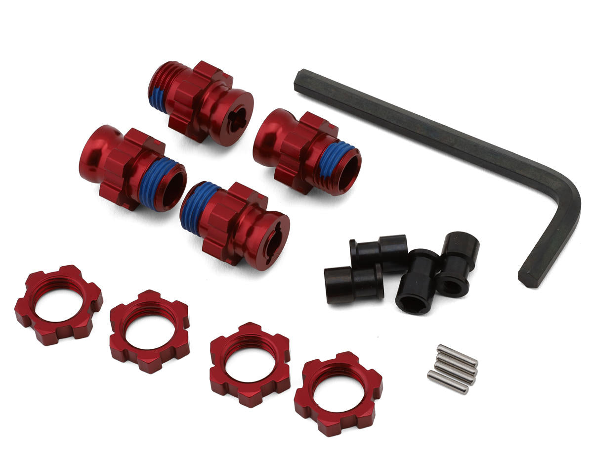 Traxxas - 17 mm Red Aluminum Splined Hubs w/ Nuts (4)