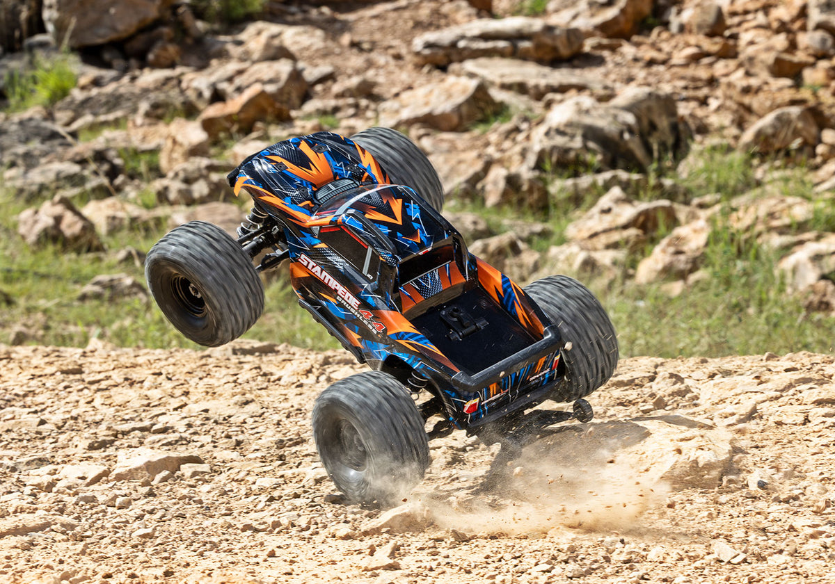 Traxxas - Stampede® 4x4 VX3 1/10 RTR 4WD Brushless Monster Truck w/VX3 ESC, TQi™ Sport 2.4GHz Radio & TSM®, Naranja