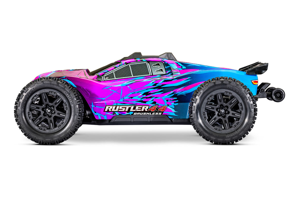 Traxxas - Rustler® 4x4 VX3 1/10 RTR 4WD Brushless Stadium Truck w/VX3 ESC, TQi™ Sport 2.4GHz Radio & TSM®, Morada