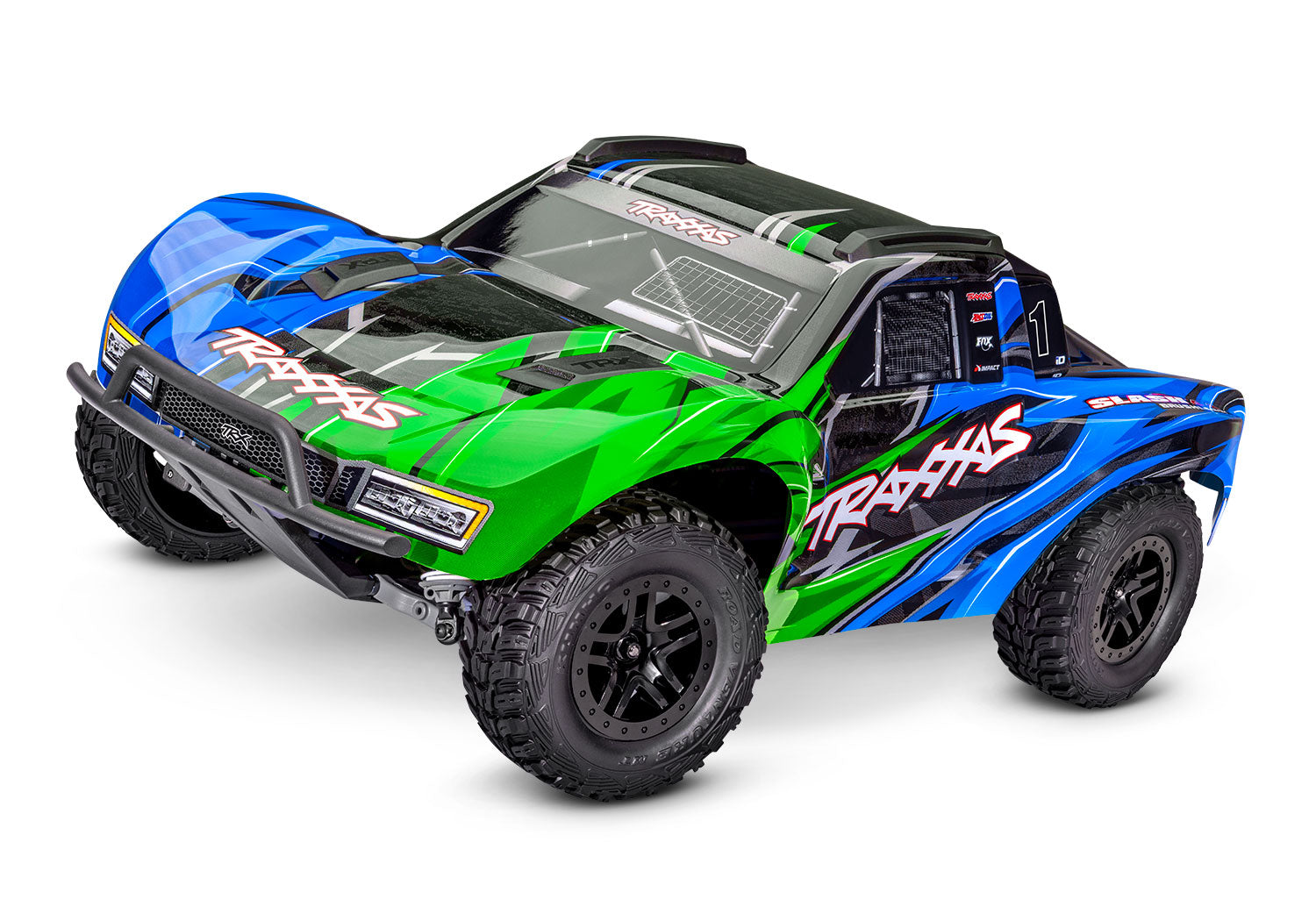 Traxxas - Slash® 4x4 VX3 1/10 RTR 4WD Brushless Short Course Truck w/VX3 ESC, TQi™ Sport 2.4GHz Radio & TSM®, Verde