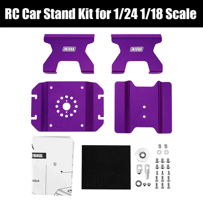 INJORA - Aluminum RC Car Stand with Shock Holder for 1/24 1/18 RC Crawler (PURPLE)