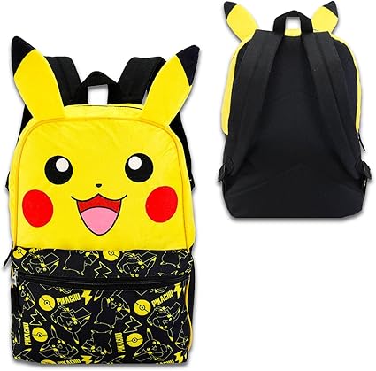 Pokemon - Mochila "Pikachu" con orejas y bolsillo frontal