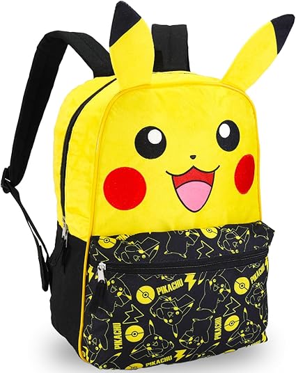 Pokemon - Mochila "Pikachu" con orejas y bolsillo frontal