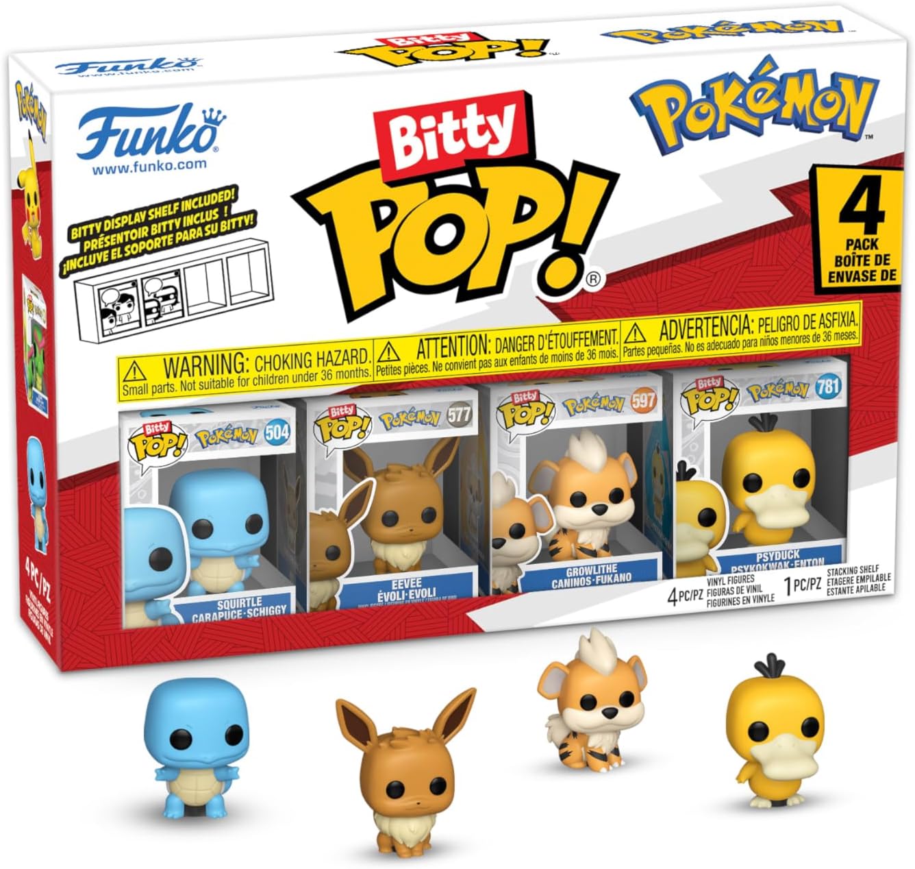 Funko Bitty Pop: Pokémon - Squirtle, Eevee, Growlithe and Psyduck