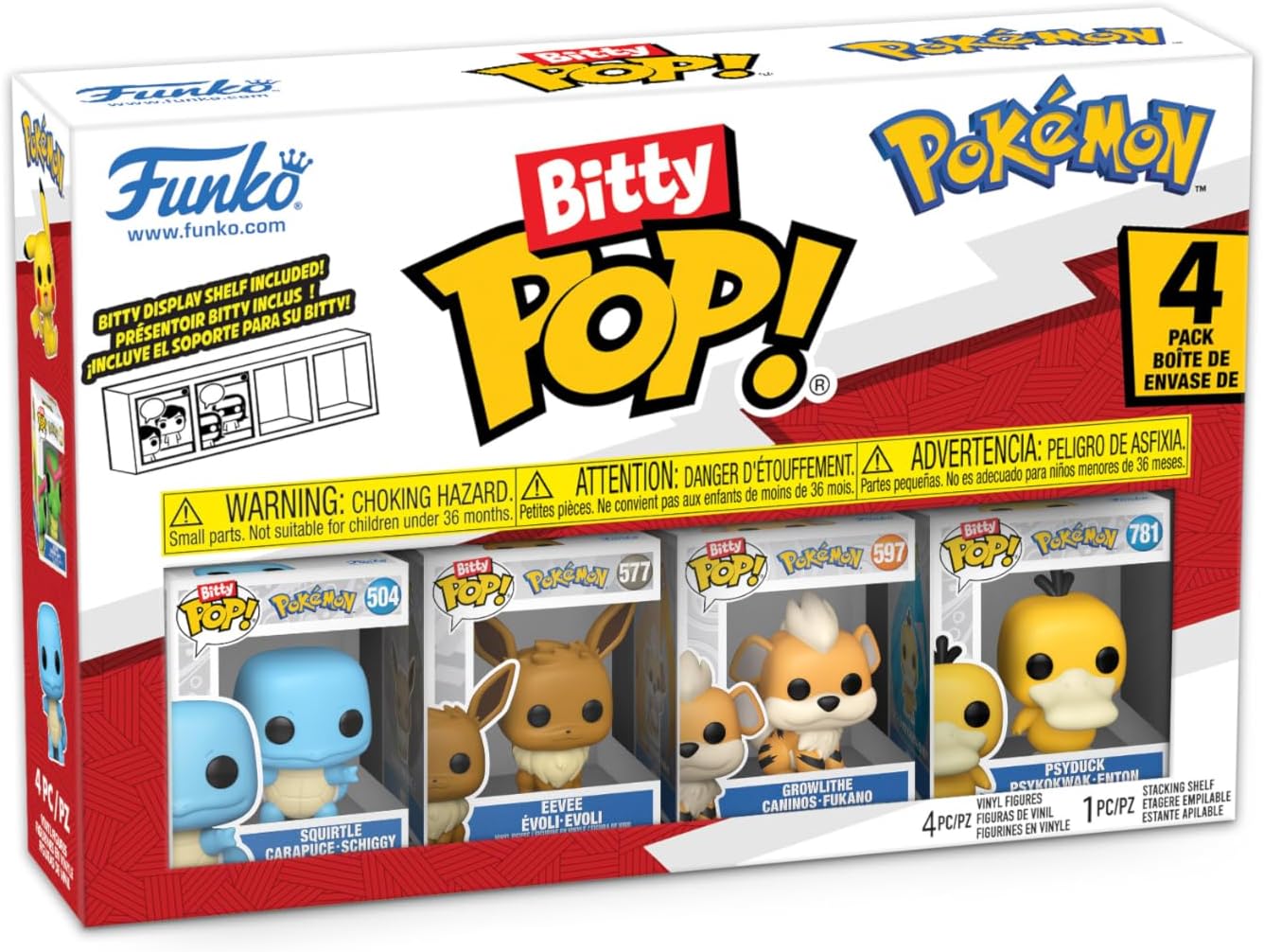 Funko Bitty Pop: Pokémon - Squirtle, Eevee, Growlithe and Psyduck