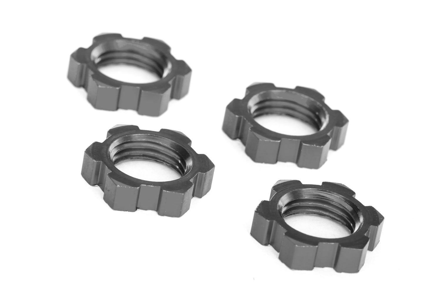 Traxxas - Tuercas de rueda, rasuradas, 17mm, dentadas (anodizado gris) (4)