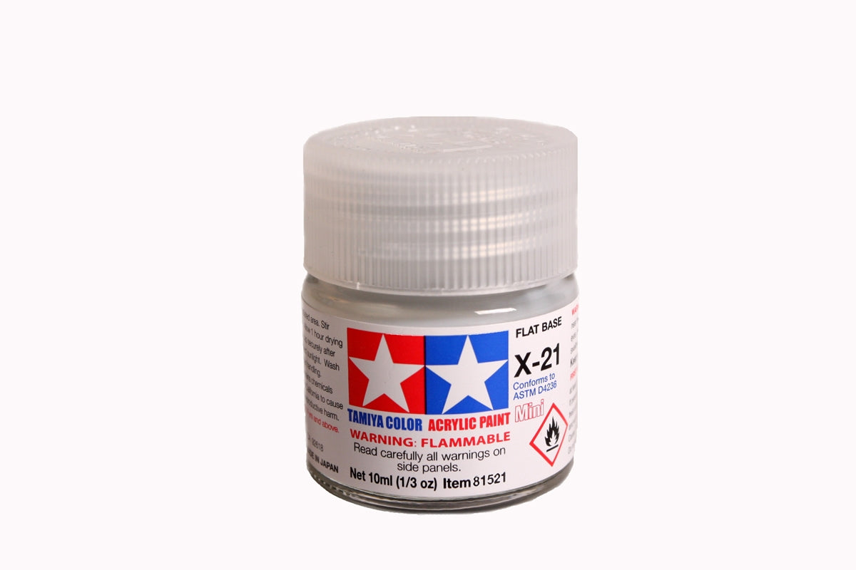 Tamiya - Acrylic Mini X-21 Flat Base, 10ml Bottle