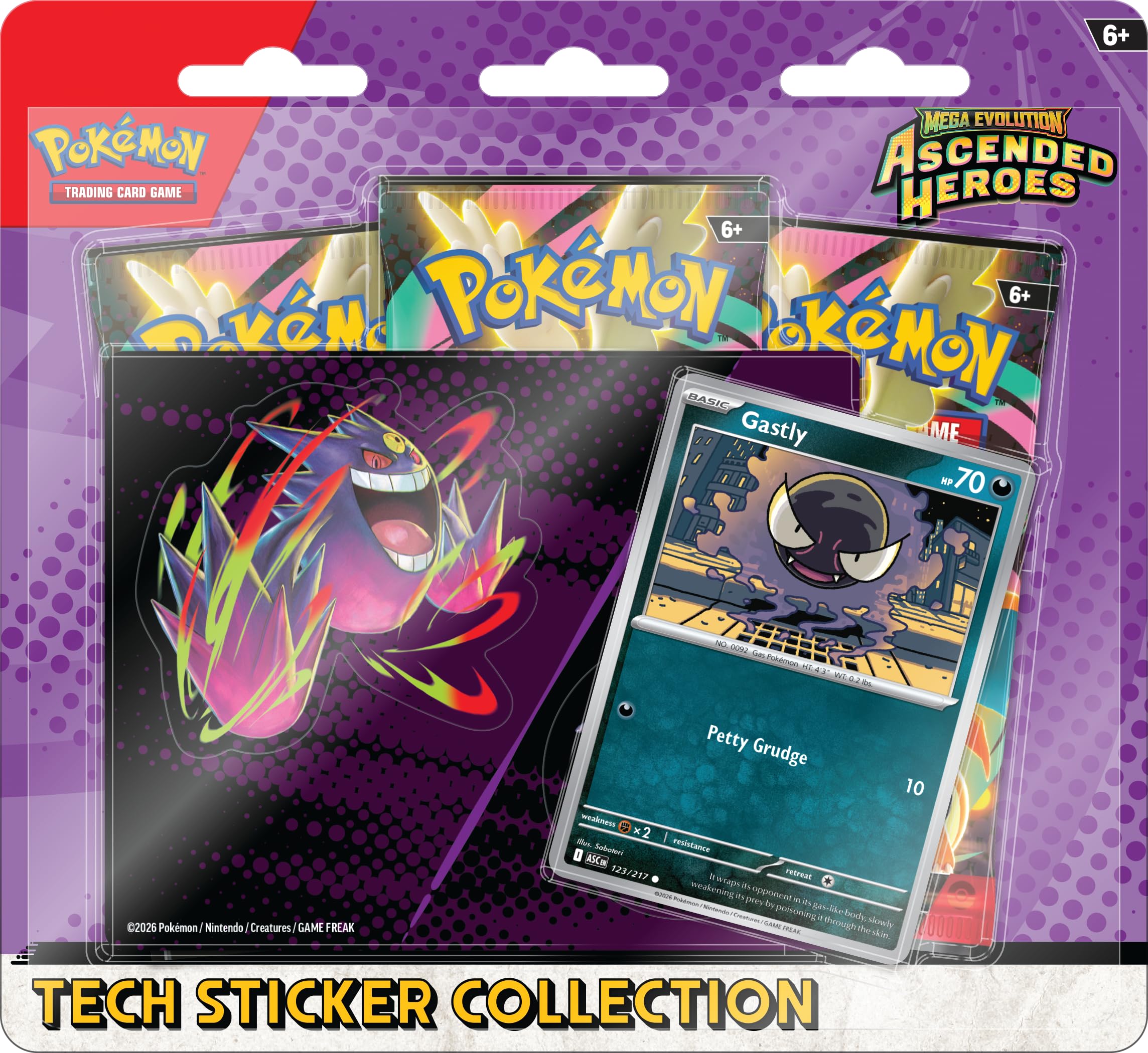 Pokemon TCG: Mega Evolution Ascended Heroes - Tech Sticker Collection (Gastly) (Ingles)