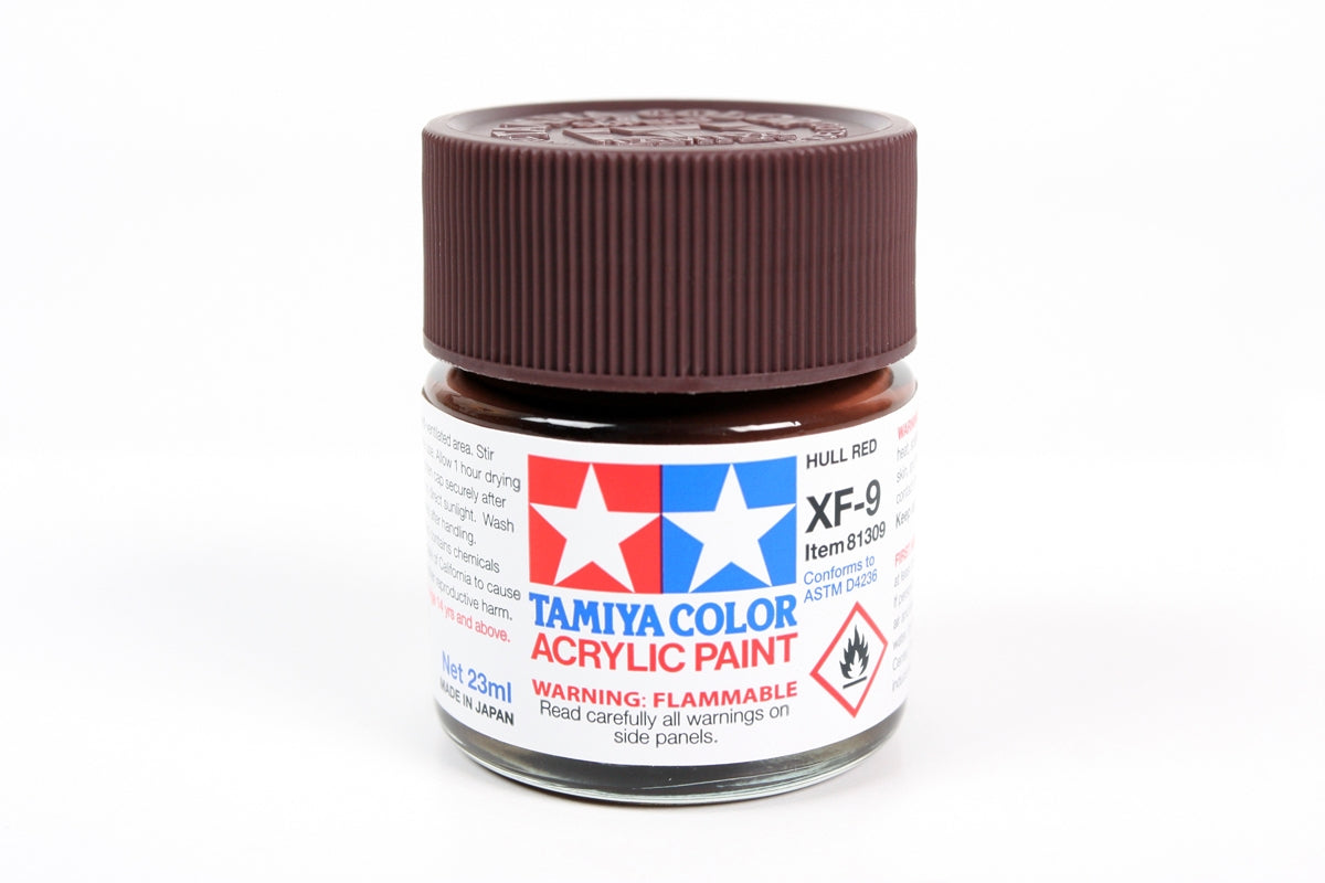 Tamiya - Acrylic XF-9 Hull Red Paint, 23ml Bottle