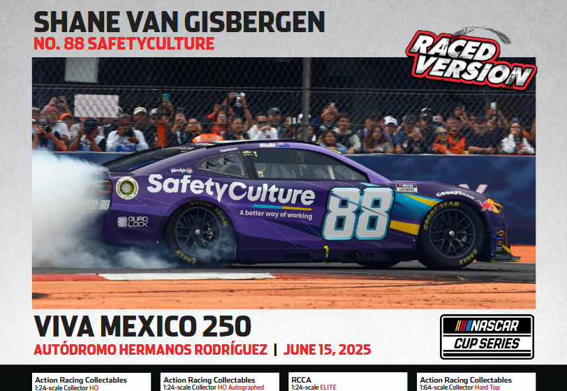 Lionel Racing - Shane Van Gisbergen NO. 88 SAFETYCULTURE Autódromo Hermanos Rodriguez | JUNE 14, 2025, (Autografiado), escala 1:24