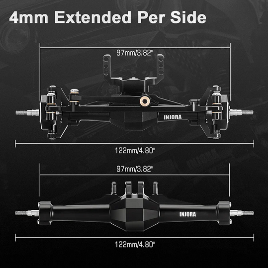 INJORA - +4mm Diamond Axles with Lay Down Servo Mount & Links for 1/18 TRX4M