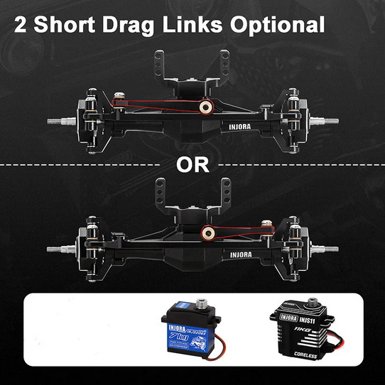 INJORA - +4mm Diamond Axles with Lay Down Servo Mount & Links for 1/18 TRX4M