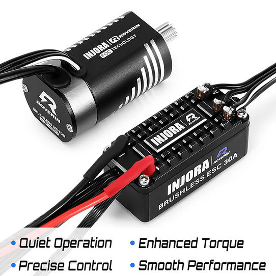 INJORA - Roverin FOC Sensored Brushless ESC & Motor Combo for 1/18 TRX4M Ascent18 (4800Kv)
