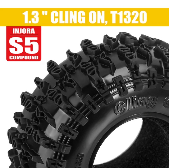 INJORA - 1.3" 70*26mm Cling On Tires & Silicone Rubber Inserts Combo (4) Super Soft
