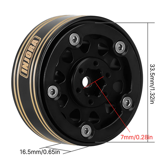 INJORA - 1.3" 81g/pcs Super Heavy Brass Beadlock Wheels for 1/24 1/18 RC Crawler