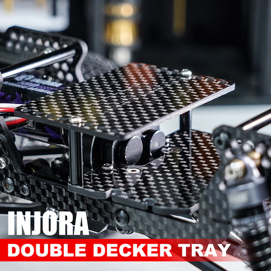INJORA - Double Decker Carbon Fiber Tray Battery ESC Receiver Tray for 1/18 TRX4M