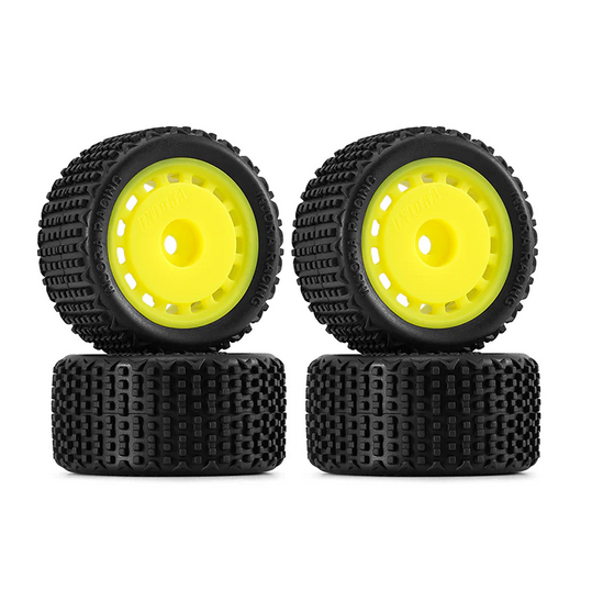 INJORA - Pre-mounted Pin Buggy Tires & Wheels for 1/28 Losi Micro-T Yellow
